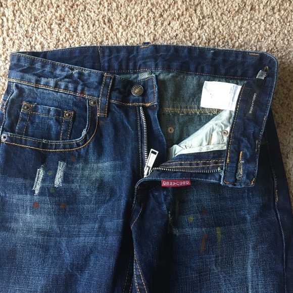 NWOT DSquared Slim Distressed Paint Denim Jeans - Picture 5 of 12